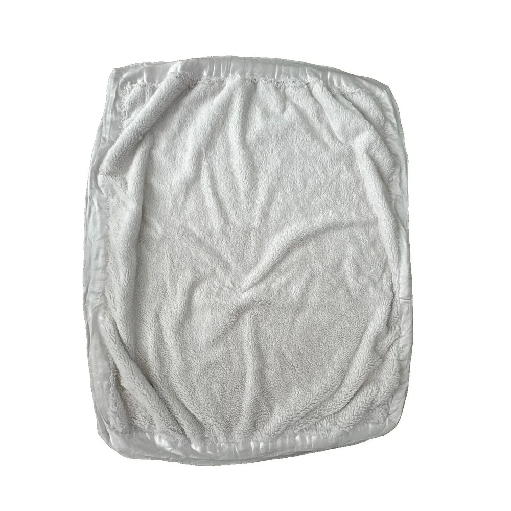Little Giraffe Baby Blanket Grey White Satin Edge Thick Furry